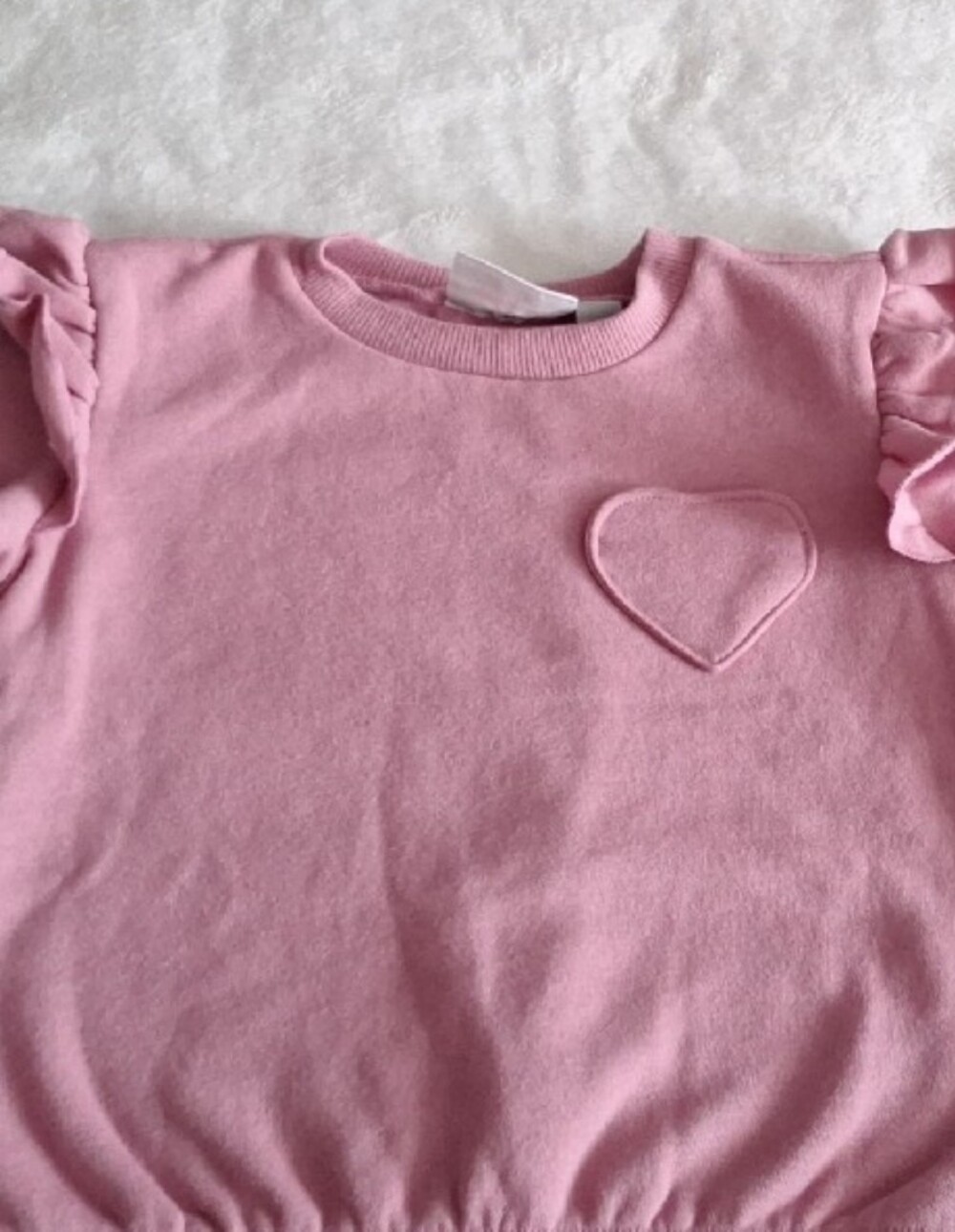 The Children's Place Pink Ruffle-Shoulder Crew & Ribbed Scoop Leggings Set - Picture 4 of 5